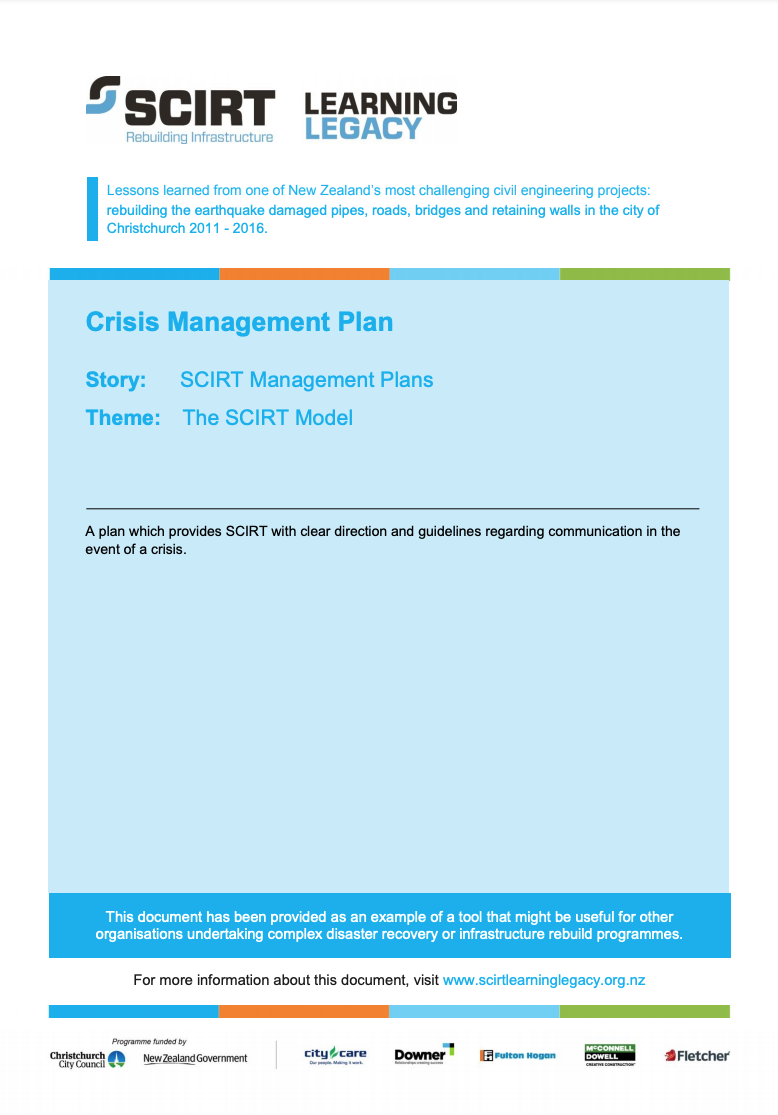 Crisis Management Plan Cover