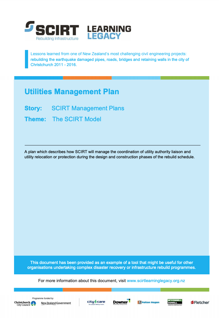 Utilities Management Plan Cover