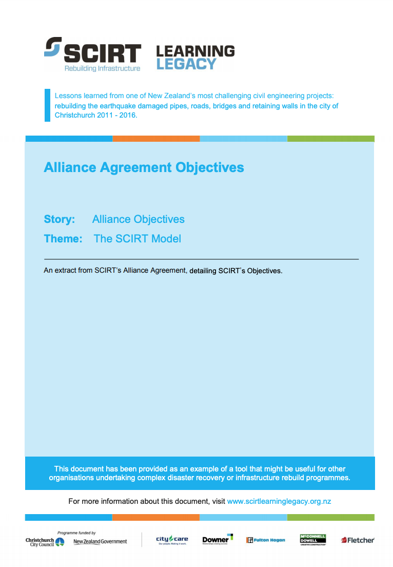 Alliance Agreement Objectives Cover