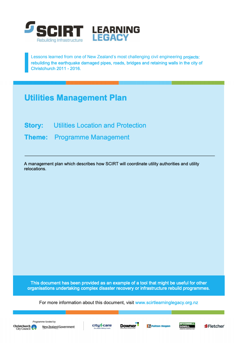 Utilities Management Plan Cover