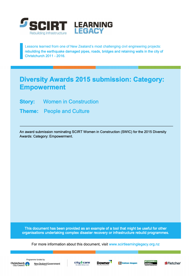 Diversity Awards 2015 submission: Category: Empowerment Cover