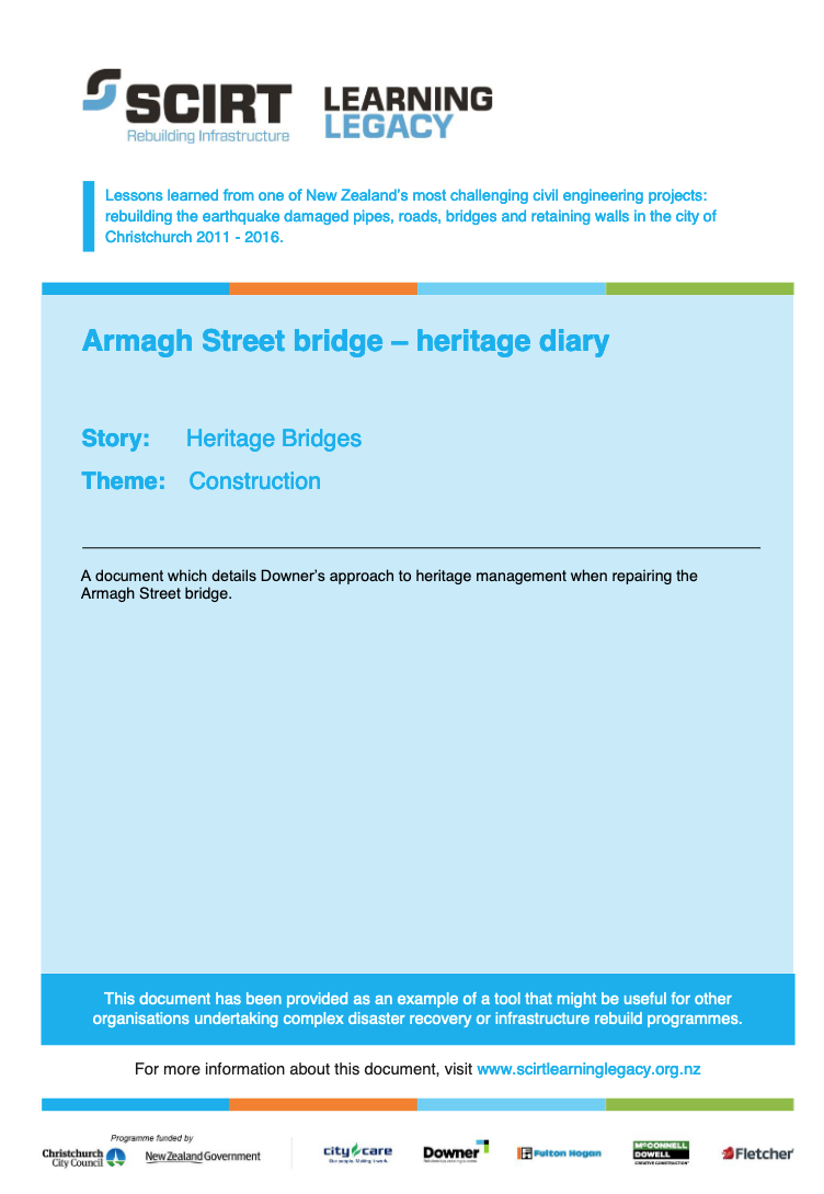 Armagh Street bridge - heritage diary Cover