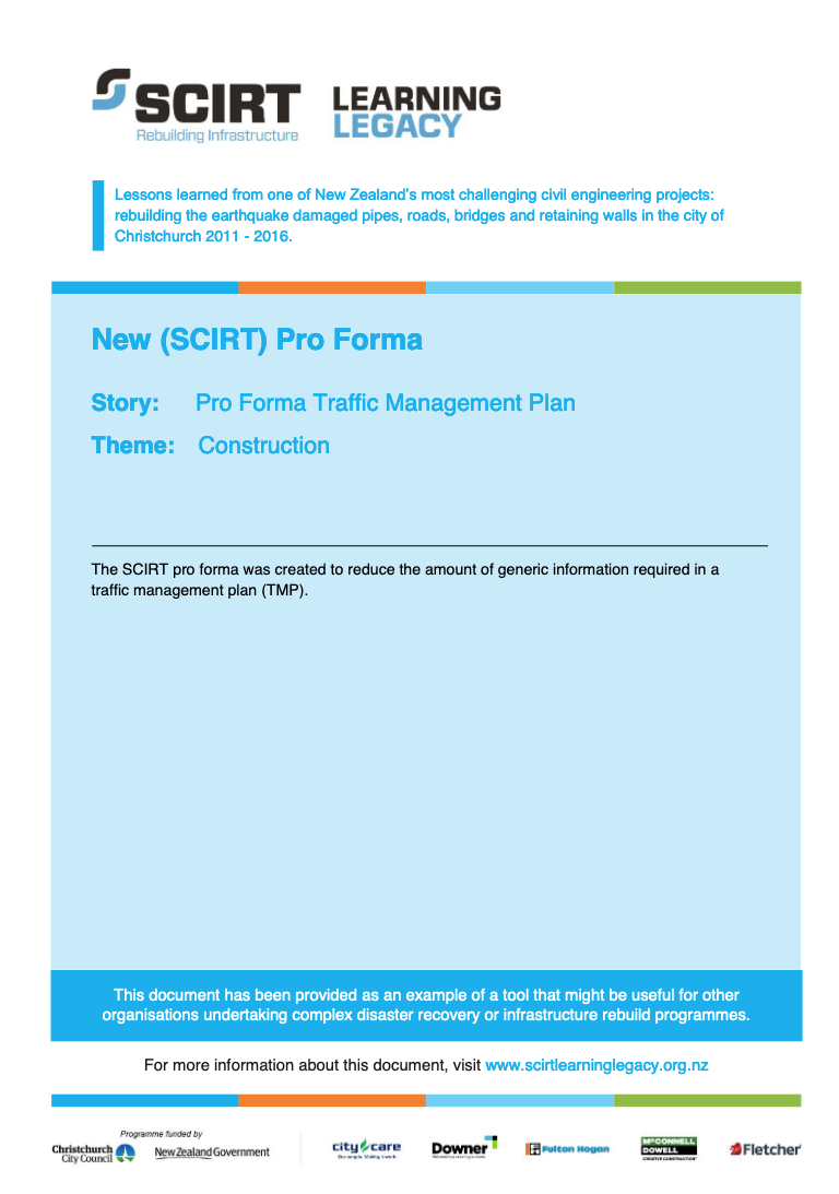  SCIRT Pro Forma Cover