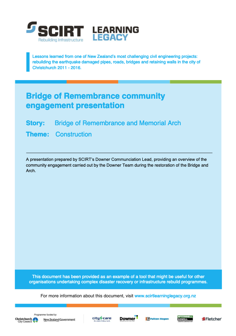 Bridge of Remembrance community engagement presentation Cover