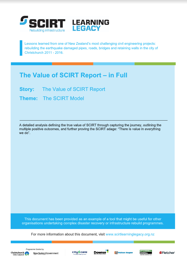 The Value of SCIRT Report – in Full Cover